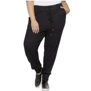 Black Tape Grey Ribbed Knit Drawstring Waist Cuffed Active Wear Lounge Pants 2X